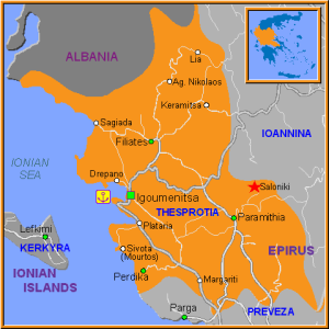 Map of Modern Greece.  Thessalonica is now Saloniki