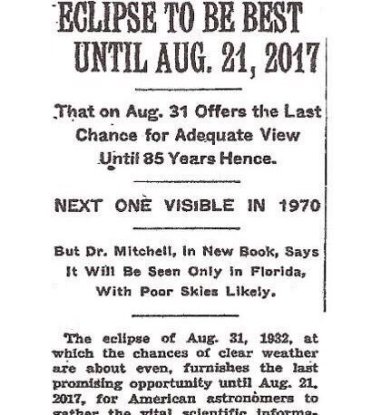 New York Times 1932 on 2017 eclipse