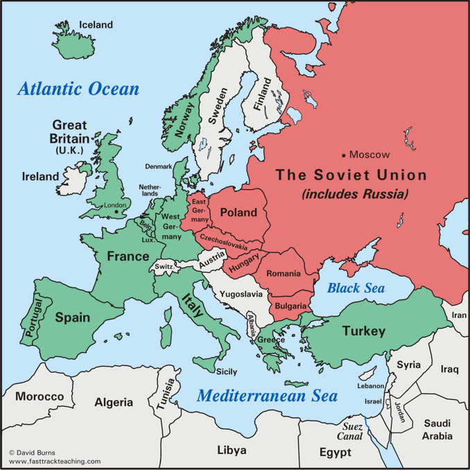 Cold War map of Europe